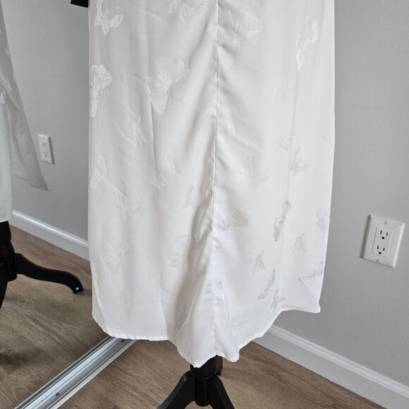 Lulus Wishing on Love White Satin Jacquard Midi Dress Small New With Tags $69 - Picture 14 of 15